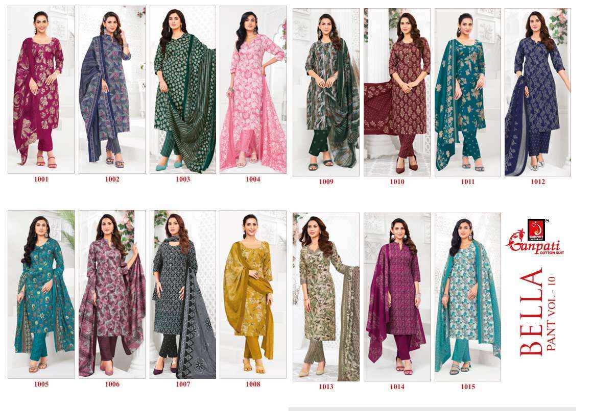 Ganpati Bella Patiyala Vol 10 Readymade Cotton Dress 15 pcs Catalogue