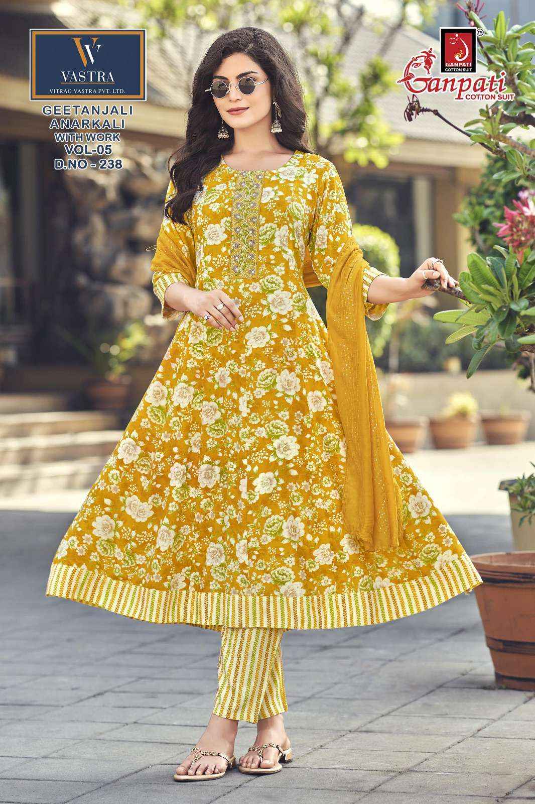 Ganpati Gitanjali Anarkali Vol 5 Readymade Rayon Slub Dress 12 pcs Catalogue