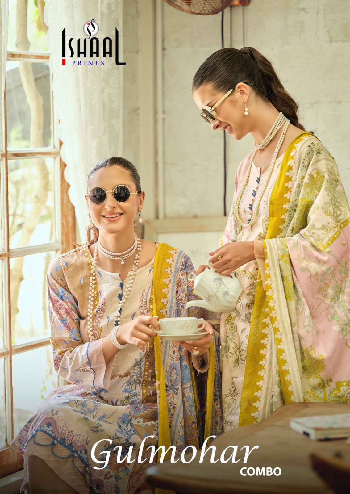 Ishaal Gulmohar Combo Lawn Cotton Dress Material 10 Pc Catalouge