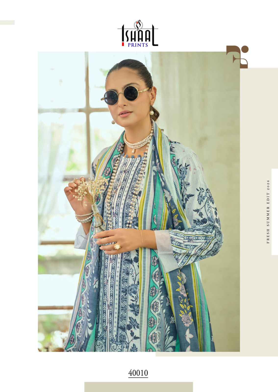Ishaal Gulmohar Combo Lawn Cotton Dress Material 10 Pc Catalouge