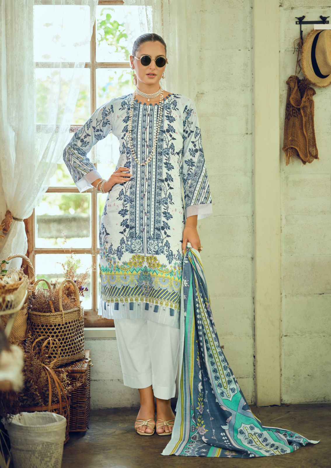 Ishaal Gulmohar Combo Lawn Cotton Dress Material 10 Pc Catalouge