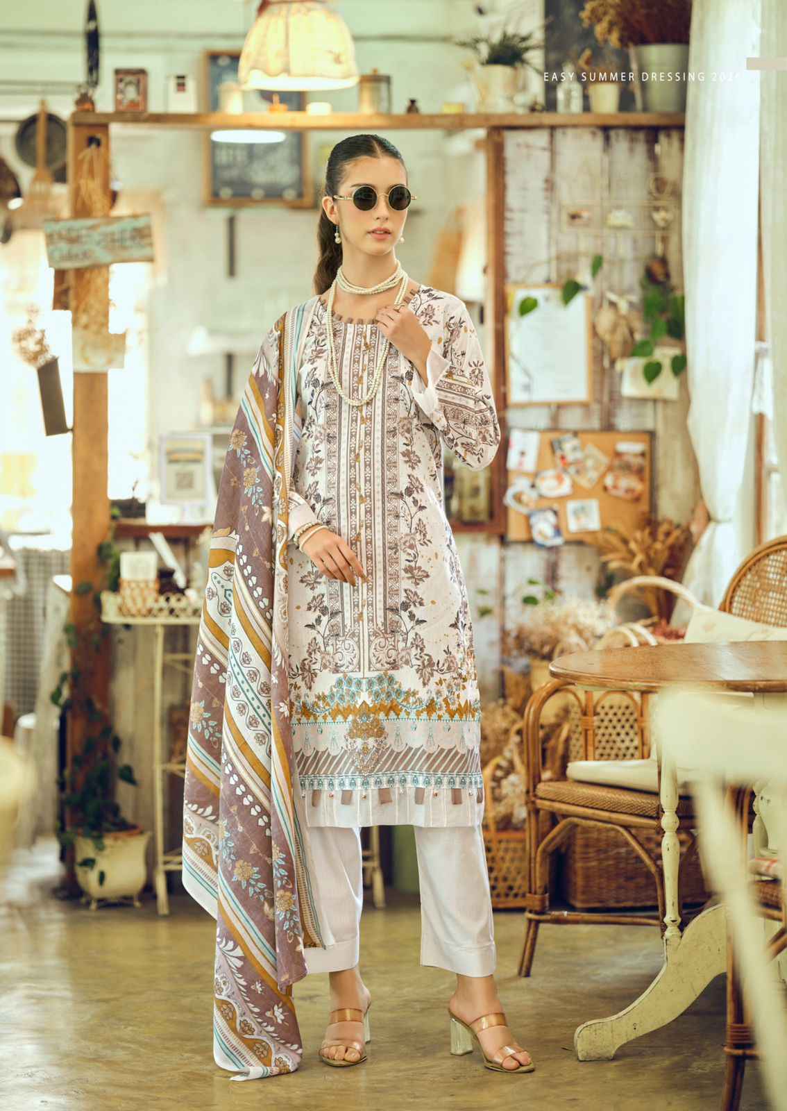 Ishaal Gulmohar Combo Lawn Cotton Dress Material 10 Pc Catalouge