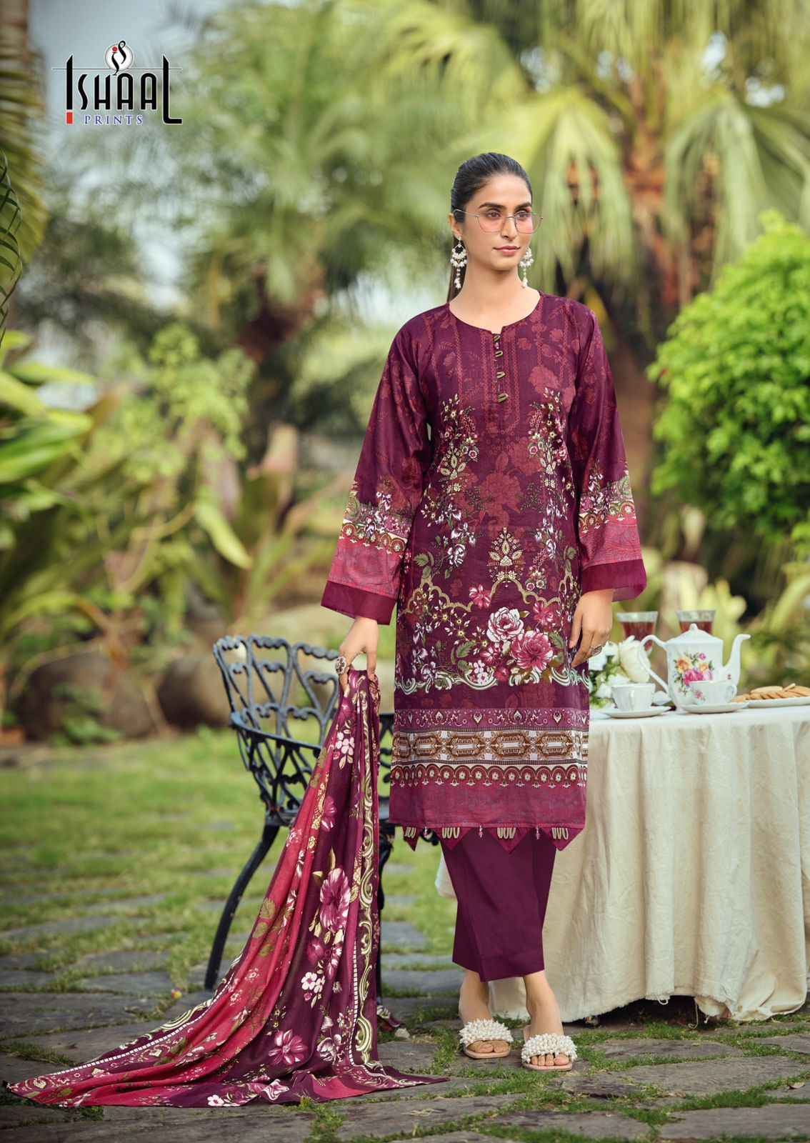 Ishaal Gulmohar Combo Lawn Cotton Dress Material 10 Pc Catalouge
