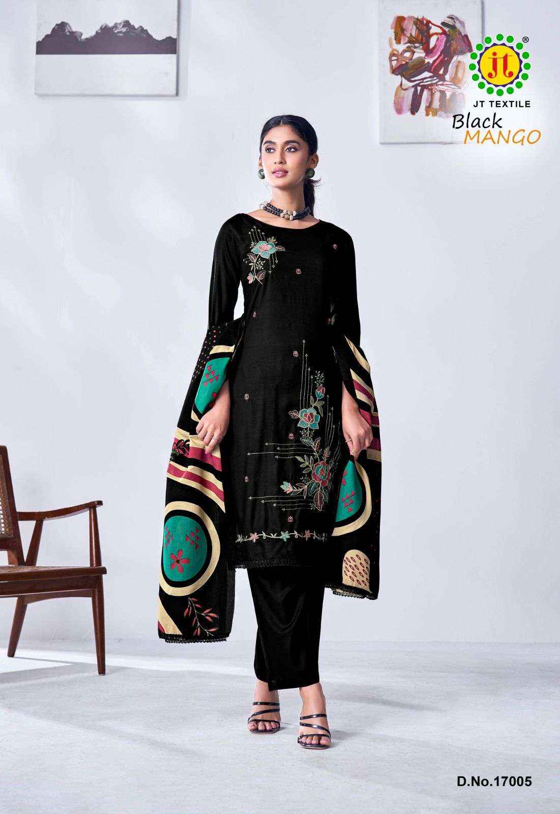 Jt Black Mango Vol 17 Rayon Dress Material 5 pcs Catalogue