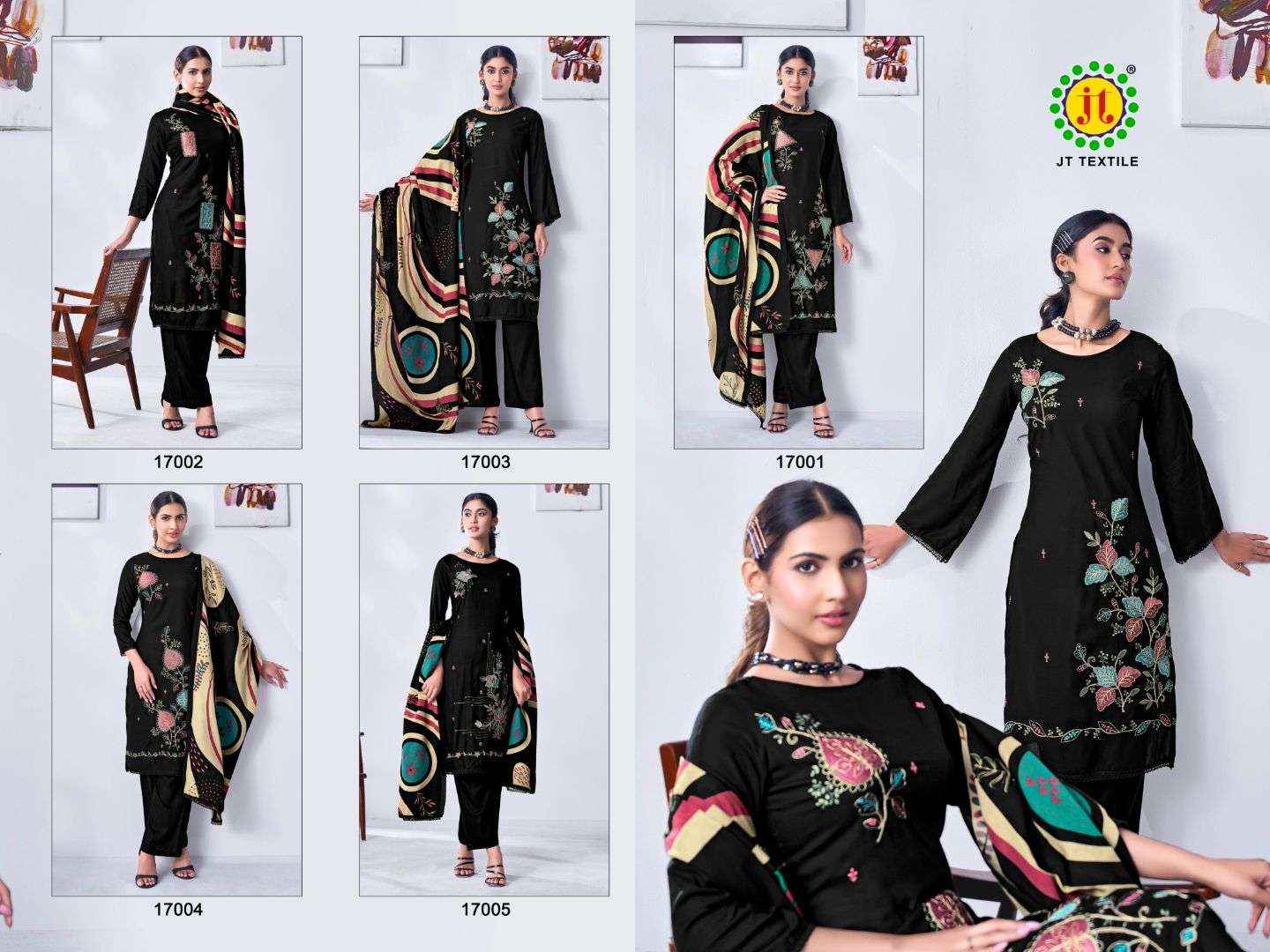 Jt Black Mango Vol 17 Rayon Dress Material 5 pcs Catalogue