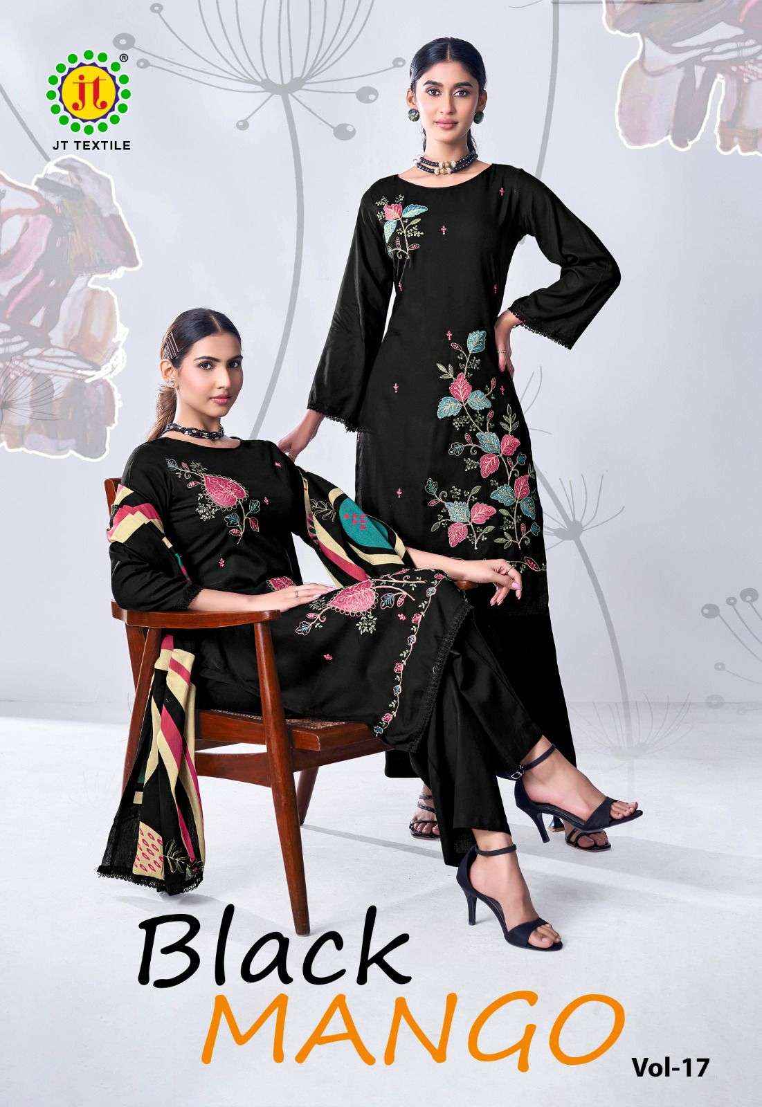 Jt Black Mango Vol 17 Rayon Dress Material 5 pcs Catalogue