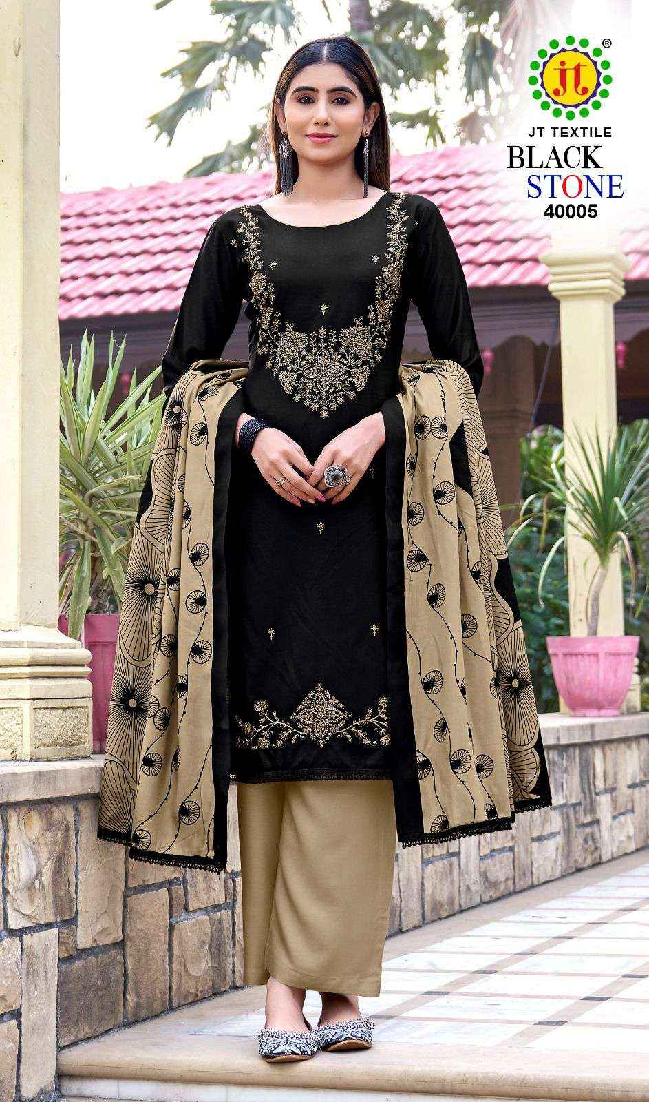 Jt Black Stone Vol 40 Rayon Dress Material 5 pcs Catalogue