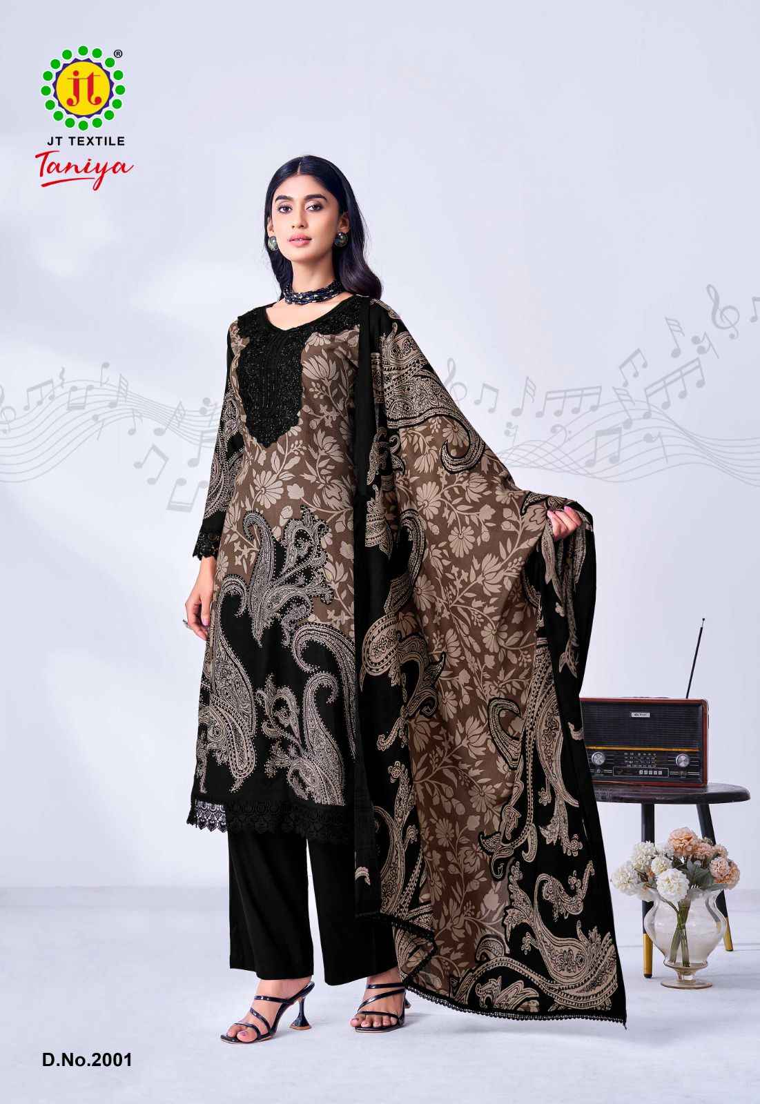 Jt Black Taniya Vol 2 Rayon Dress Material 5 pcs Catalogue
