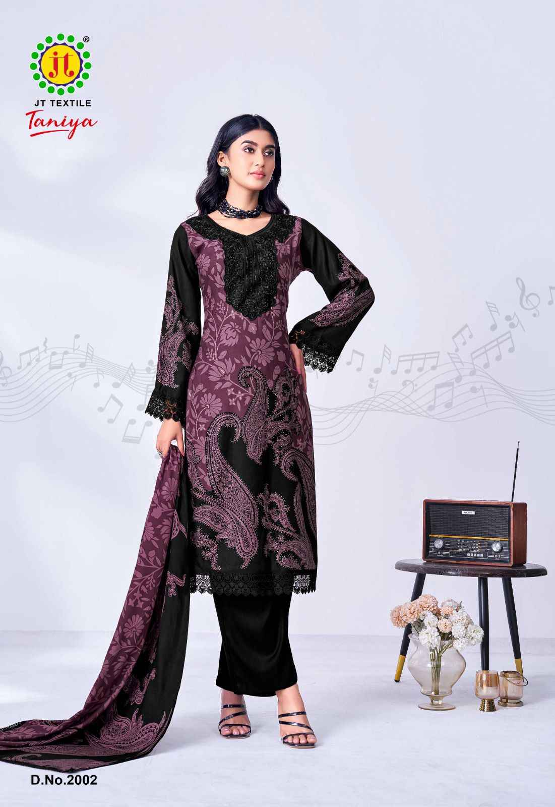 Jt Black Taniya Vol 2 Rayon Dress Material 5 pcs Catalogue