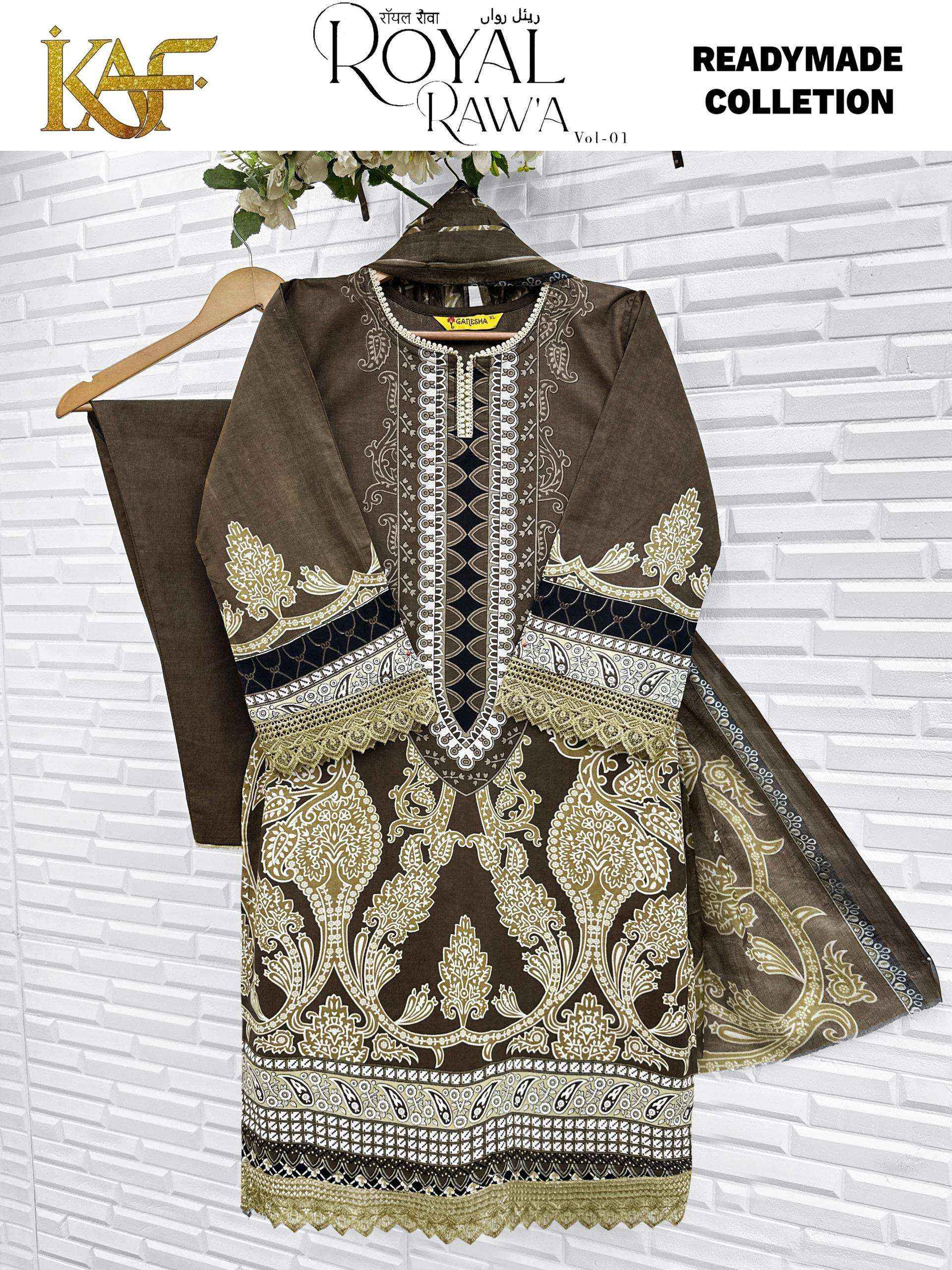 KAF Fabric Royal Rawa Vol 1 Readymade Cotton Dress 6 Pc Catalouge