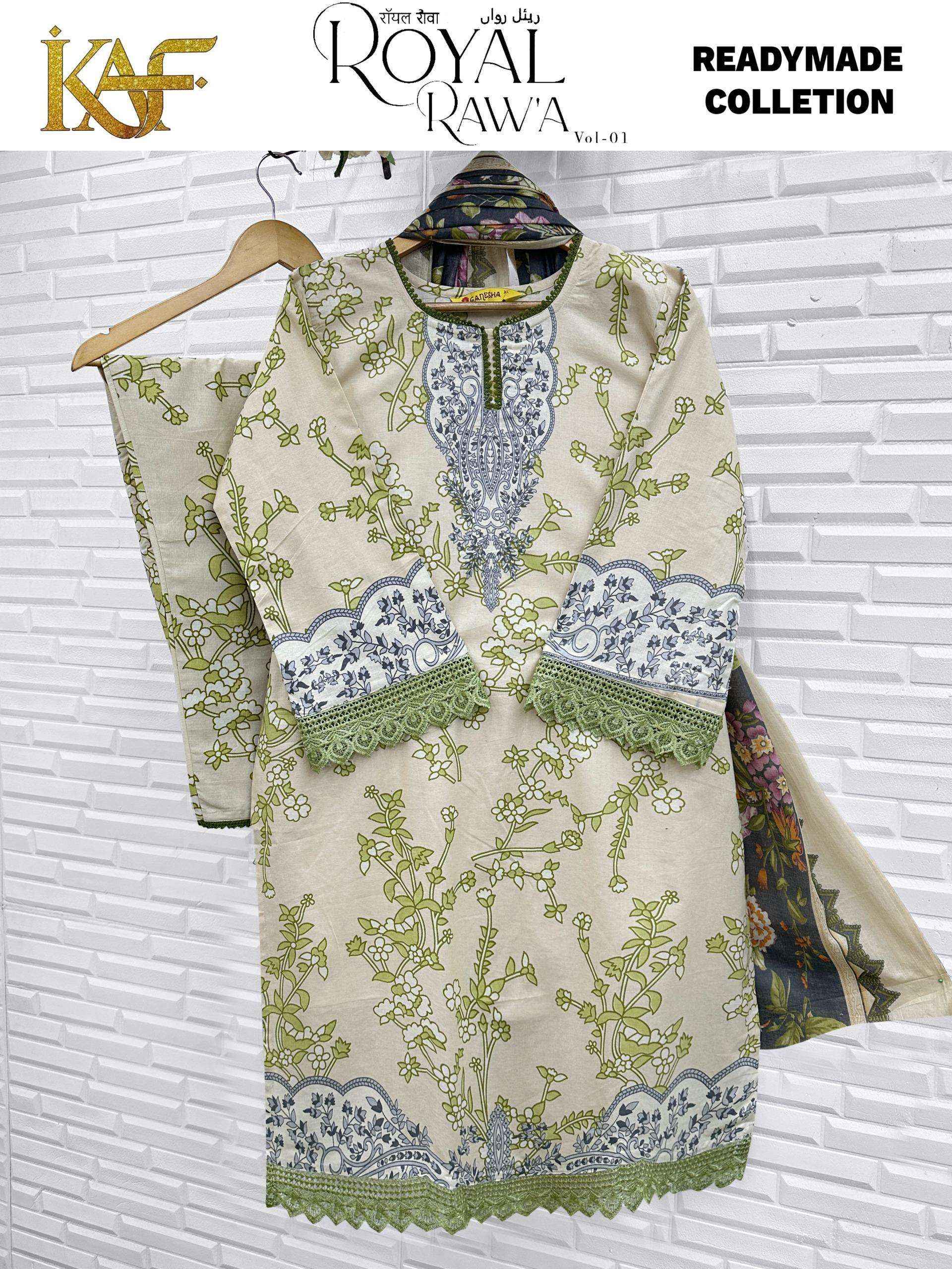KAF Fabric Royal Rawa Vol 1 Readymade Cotton Dress 6 Pc Catalouge