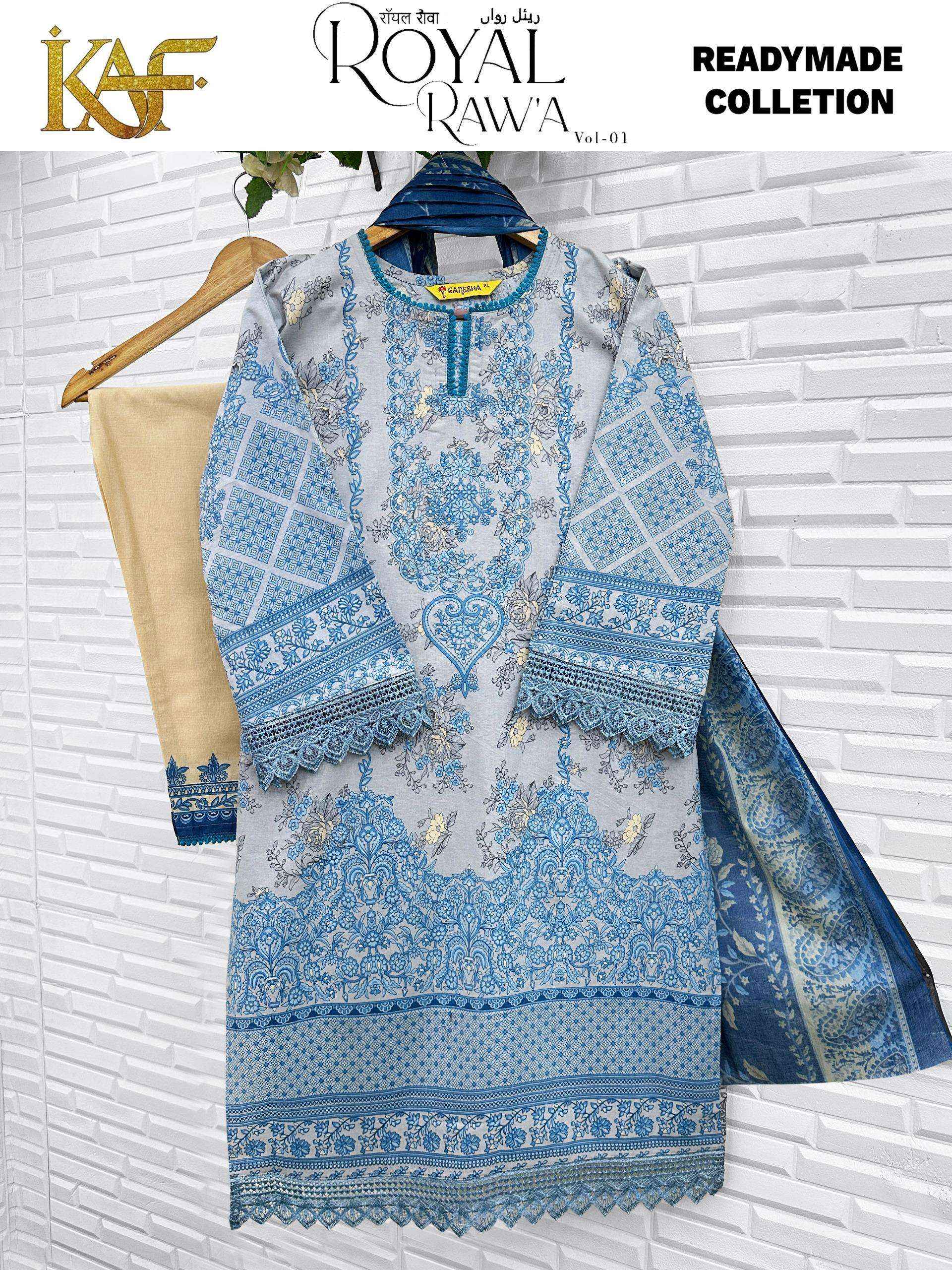 KAF Fabric Royal Rawa Vol 1 Readymade Cotton Dress 6 Pc Catalouge