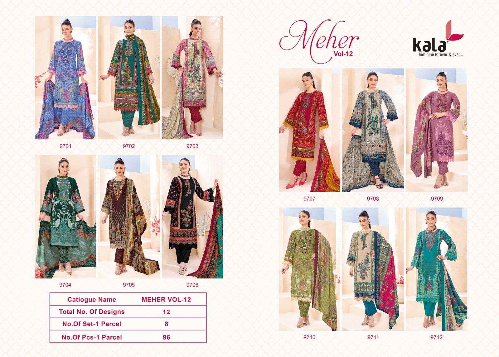 Kala Meher Vol 12 Cotton Dress Material 12 pcs Catalogue