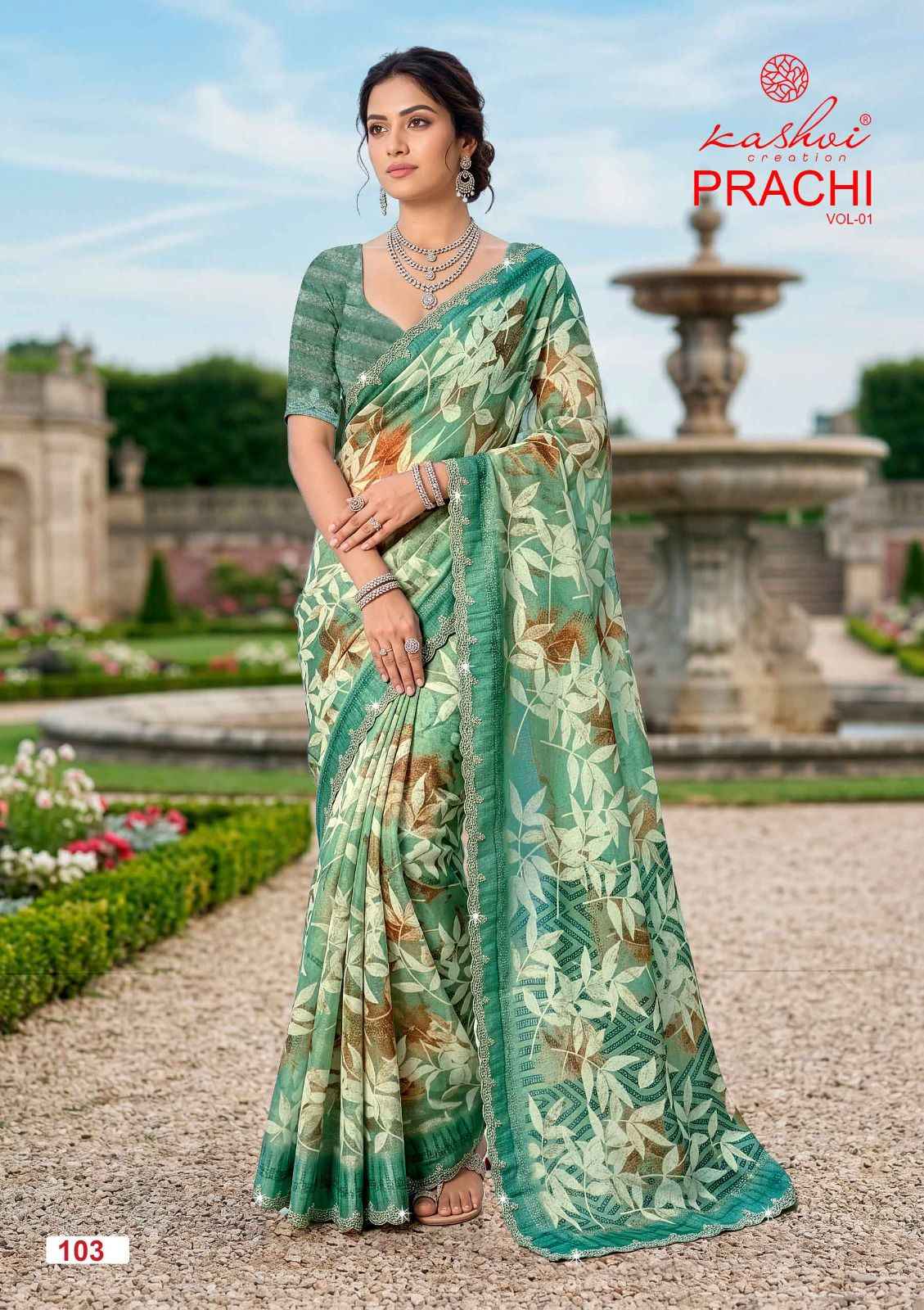 Kashvi Prachi Vol 1 Rimzim With Swarovski Saree 8 pcs Catalogue
