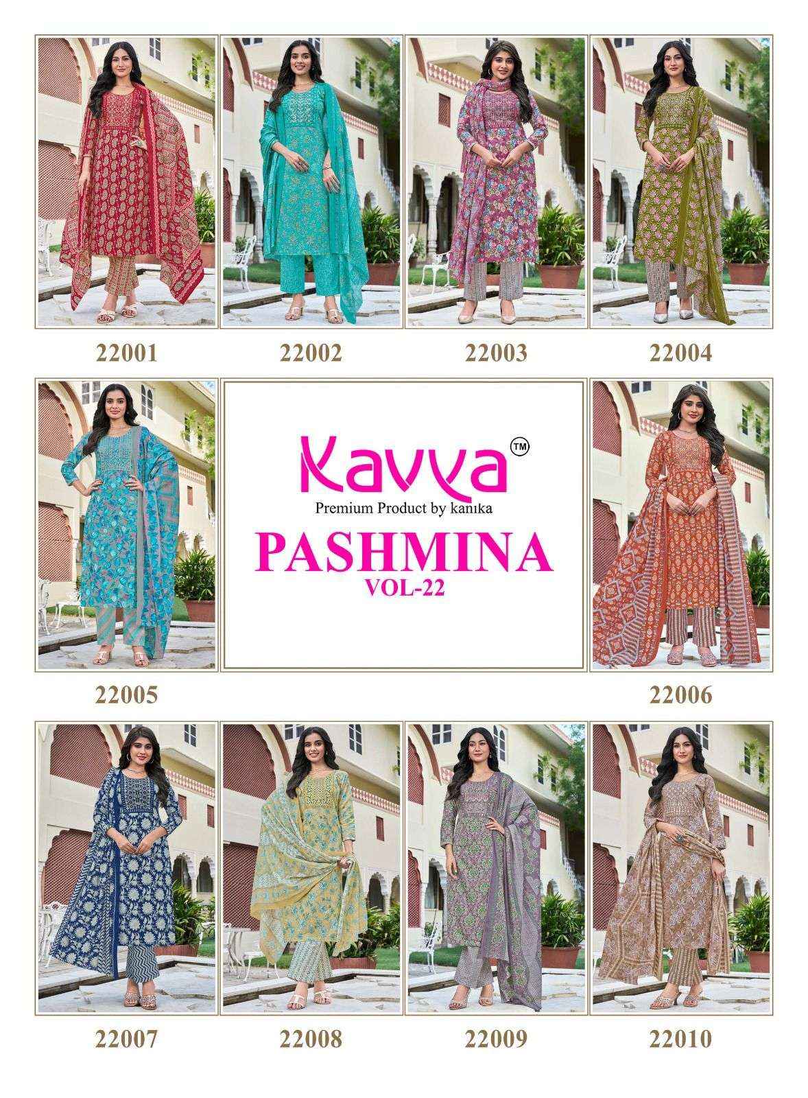 Kavya Pashmina Vol 22 Malasian Cotton Kurti Combo 10 pcs Catalogue