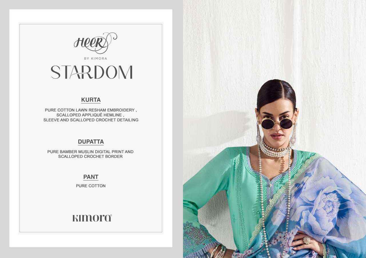 Kimora Heer Stardom Lawn Cotton Dress Material 6 pcs Catalogue