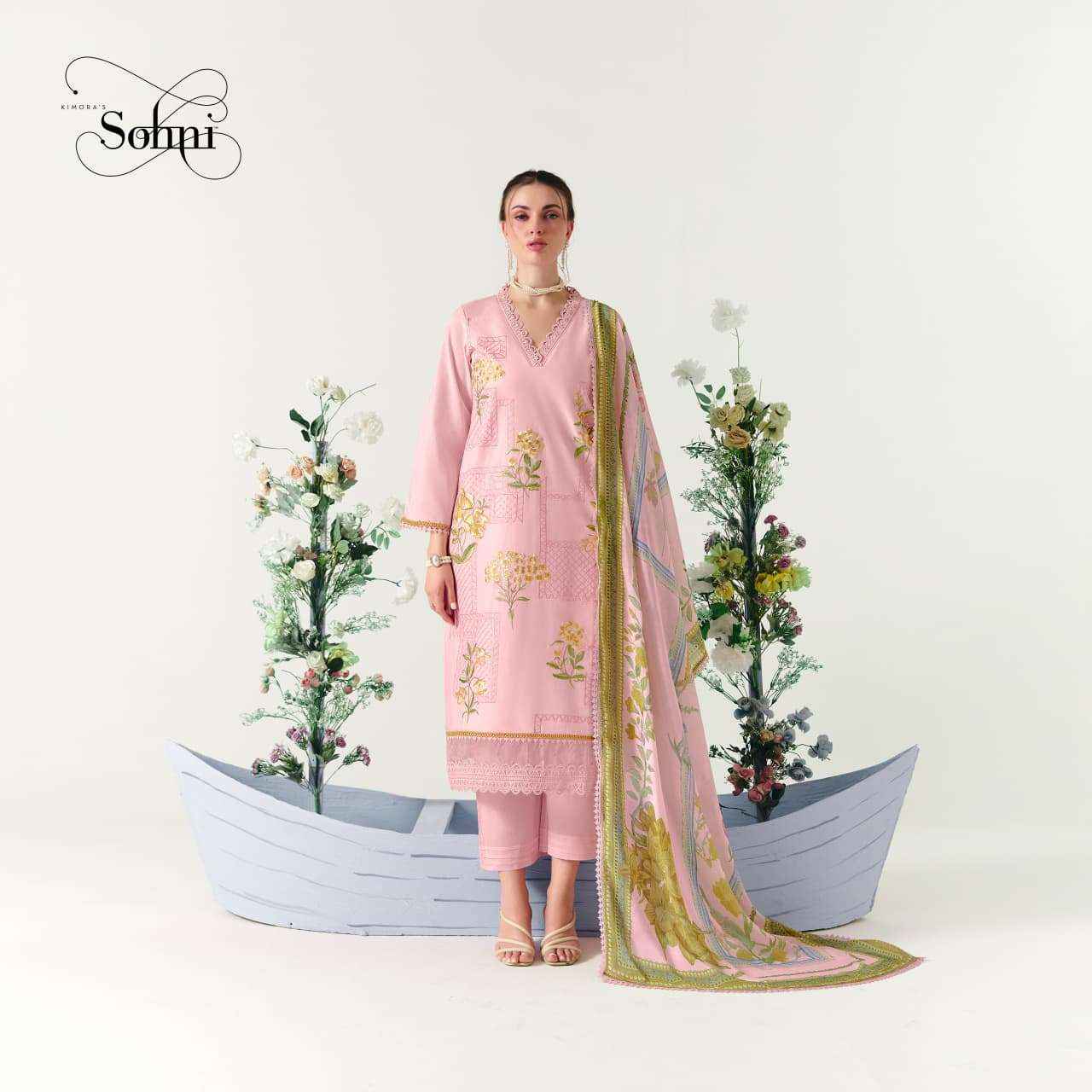 Kimora Orchid Lawn Cotton Dress Material 4 pcs Catalogue