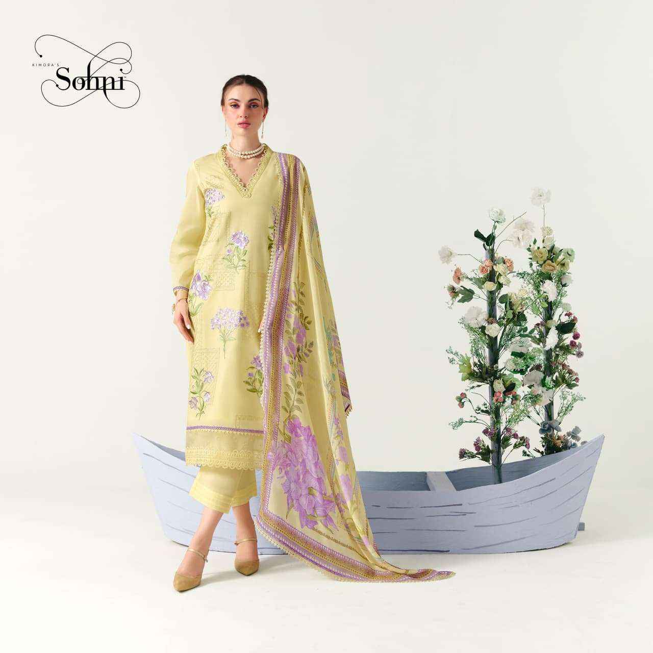 Kimora Orchid Lawn Cotton Dress Material 4 pcs Catalogue