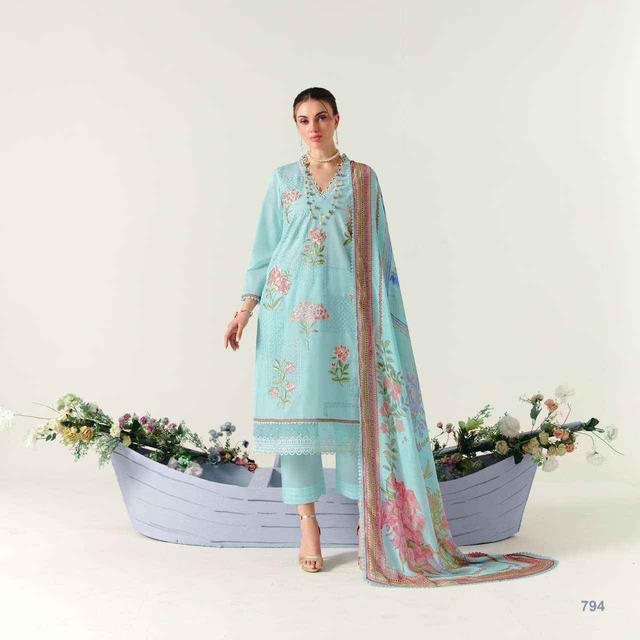 Kimora Orchid Lawn Cotton Dress Material 4 pcs Catalogue