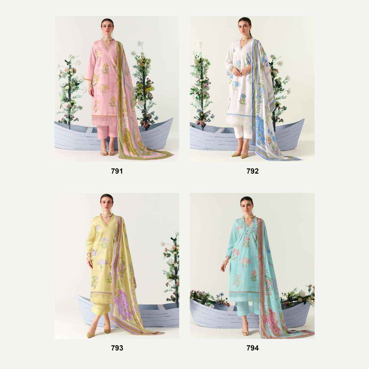 Kimora Orchid Lawn Cotton Dress Material 4 pcs Catalogue