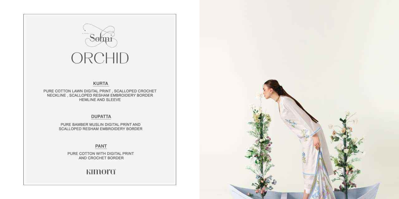 Kimora Orchid Lawn Cotton Dress Material 4 pcs Catalogue
