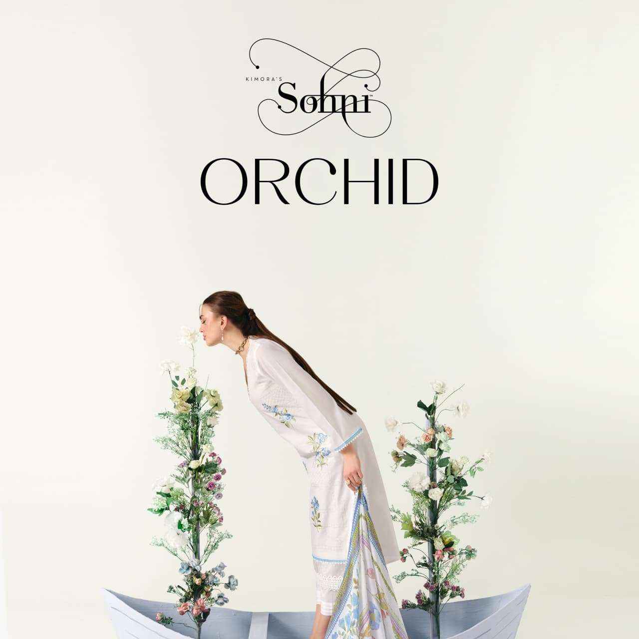 Kimora Orchid Lawn Cotton Dress Material 4 pcs Catalogue