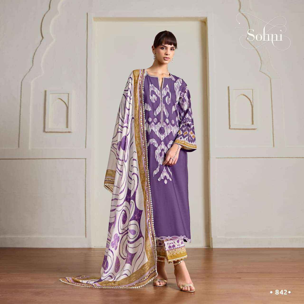 Kimora Sohni Ikat Cotton Dress Material 4 pcs Catalogue