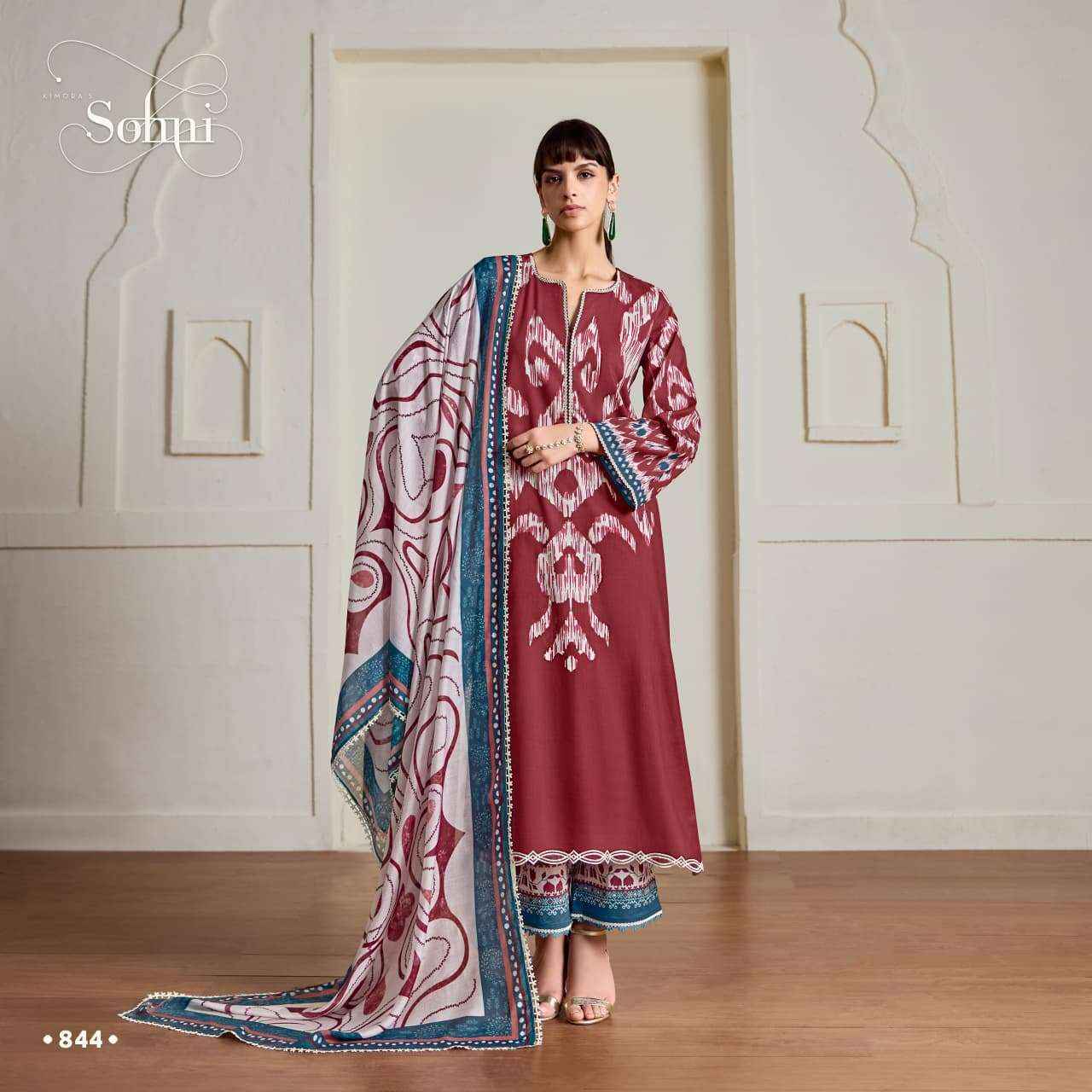 Kimora Sohni Ikat Cotton Dress Material 4 pcs Catalogue
