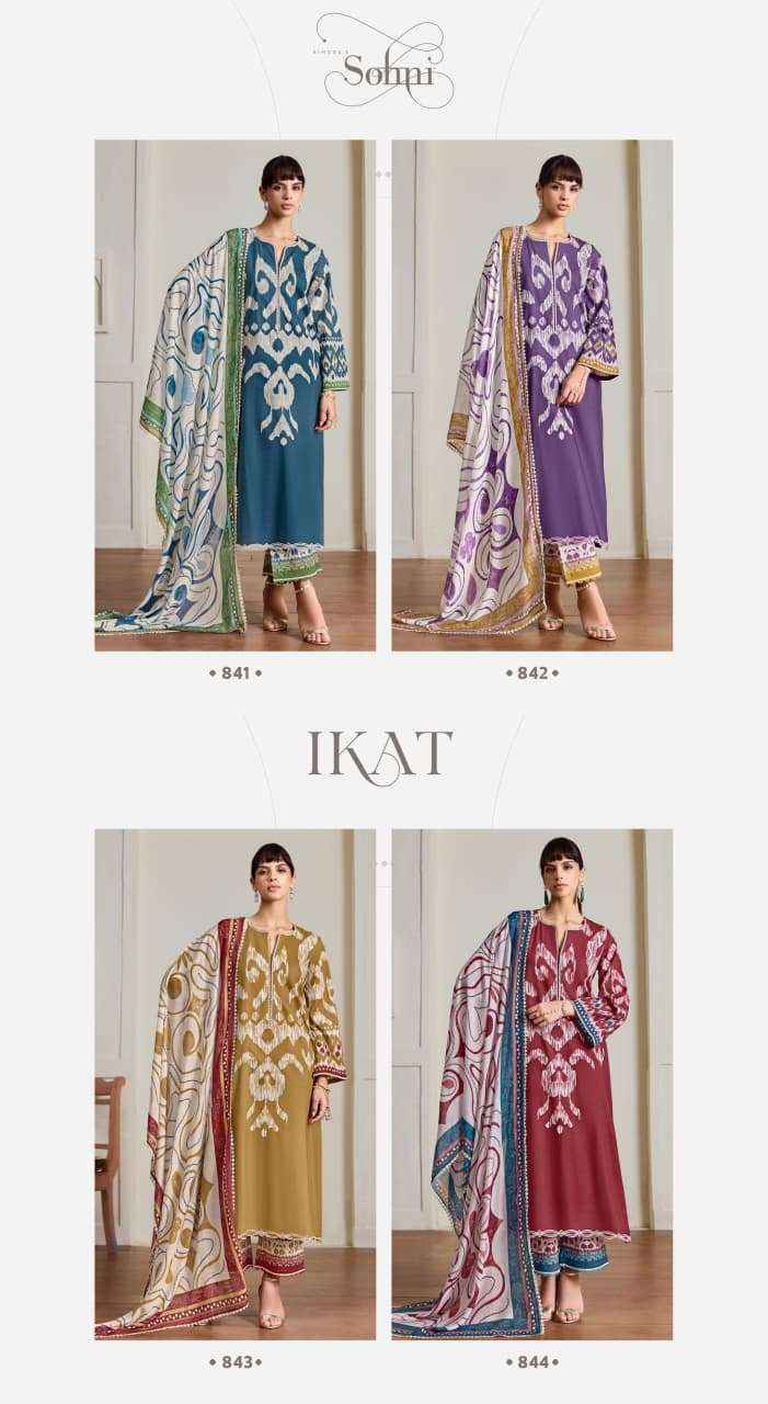 Kimora Sohni Ikat Cotton Dress Material 4 pcs Catalogue