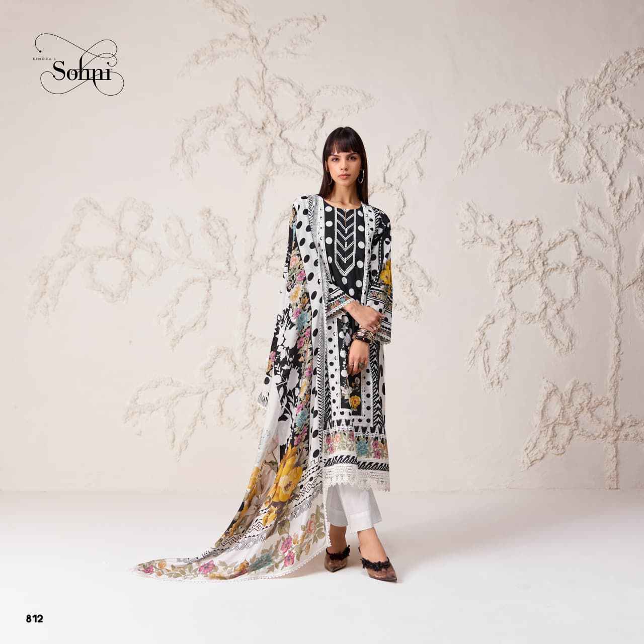 Kimora Sohni Polka Cotton Dress Material 4 pcs Catalogue
