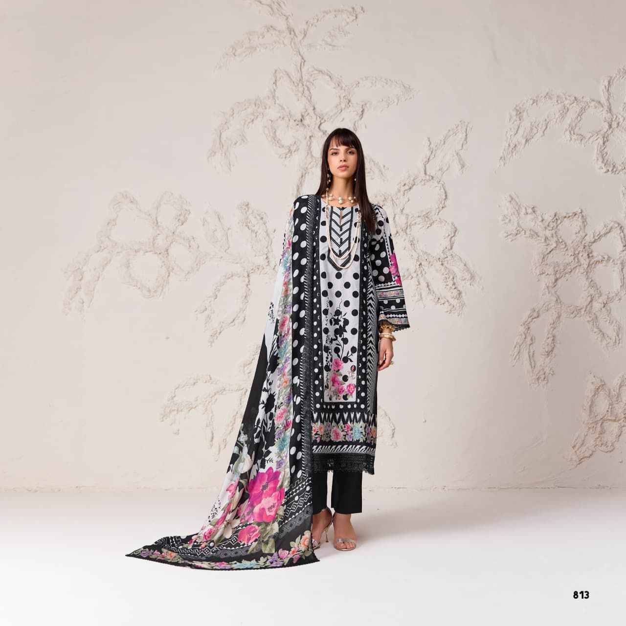 Kimora Sohni Polka Cotton Dress Material 4 pcs Catalogue
