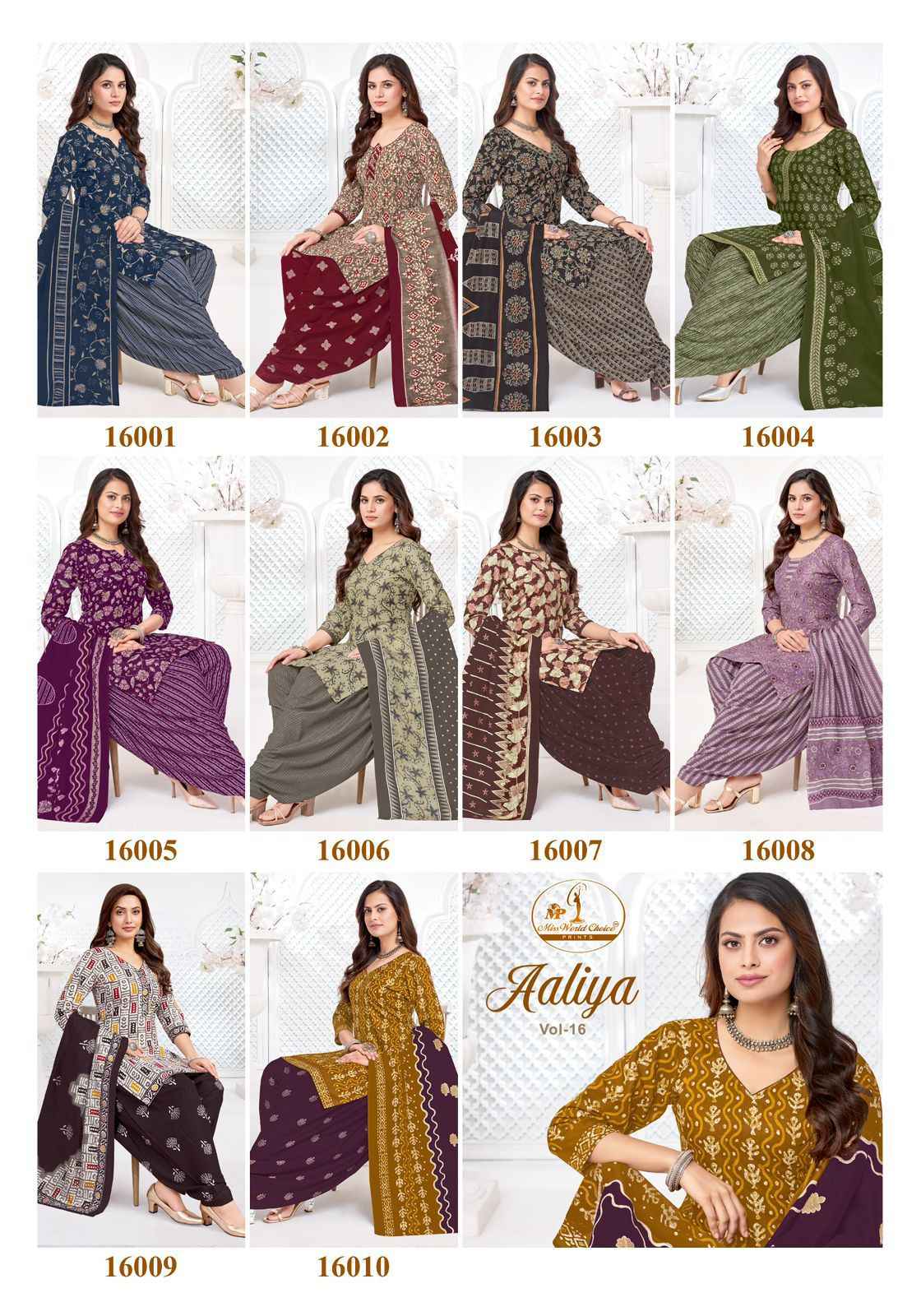 Miss World Choice Aaliya Vol 16 Readymade Cotton Dress 10 pcs Catalogue