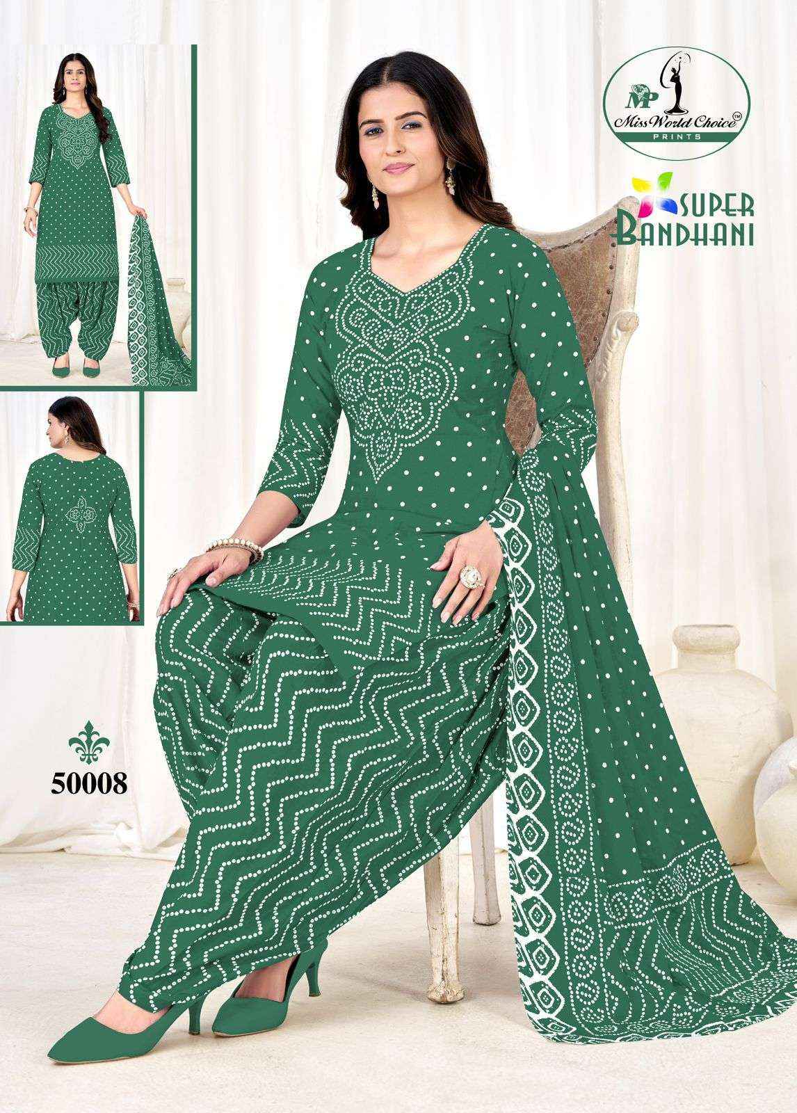 Miss World Choice Super Bandhani Vol 50 Cotton Dress Material 10 pcs Catalogue