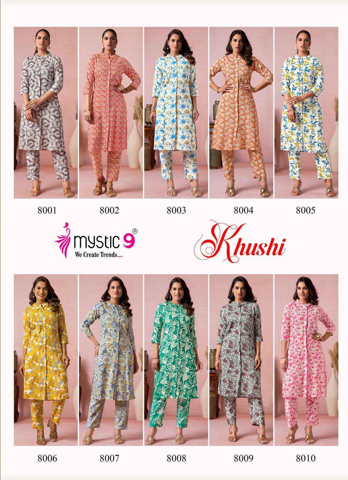 Mystic 9 Khushi Vol 8 Viscouse Co Ord Set 10 pcs Catalogue