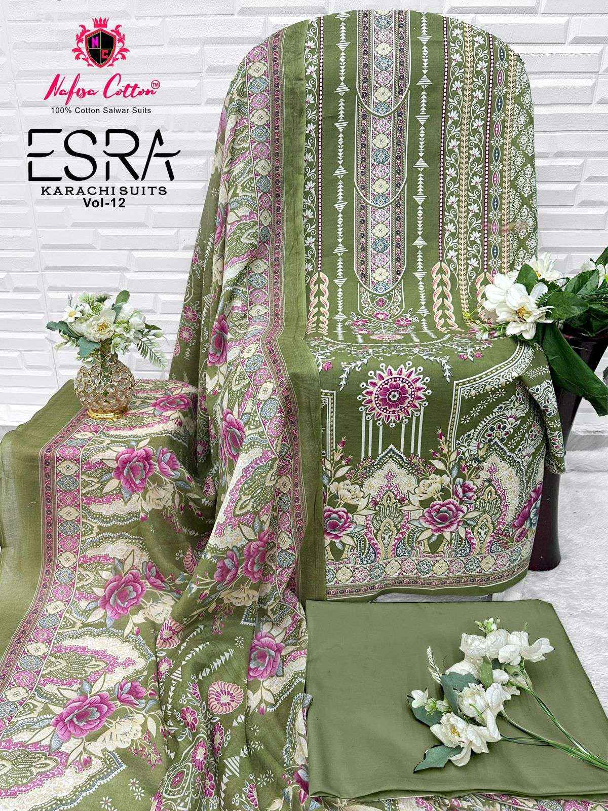 Nafisa Cotton Esra Karachi Vol 12 Cotton Dress Material 6 Pc Catalog