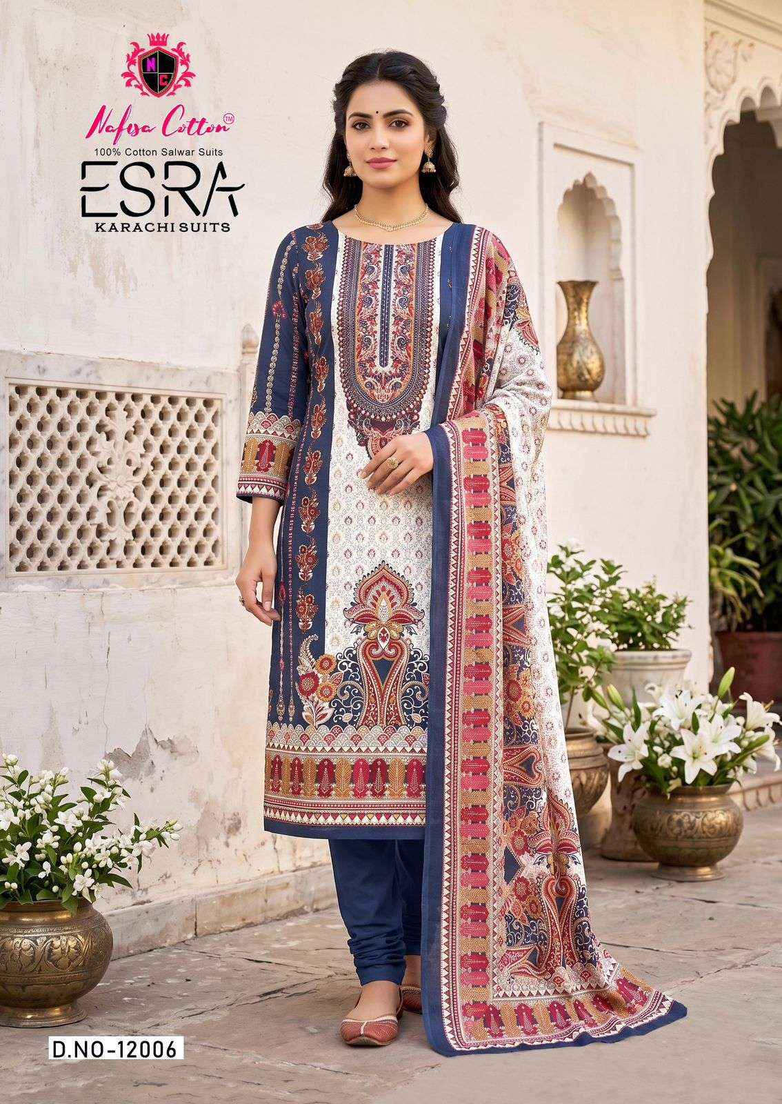 Nafisa Cotton Esra Karachi Vol 12 Cotton Dress Material 6 Pc Catalog