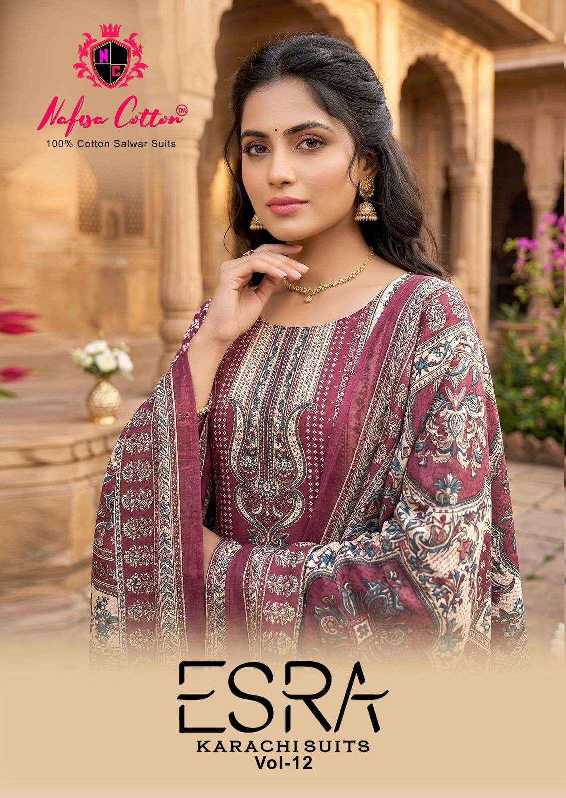 Nafisa Cotton Esra Karachi Vol 12 Cotton Dress Material 6 Pc Catalog