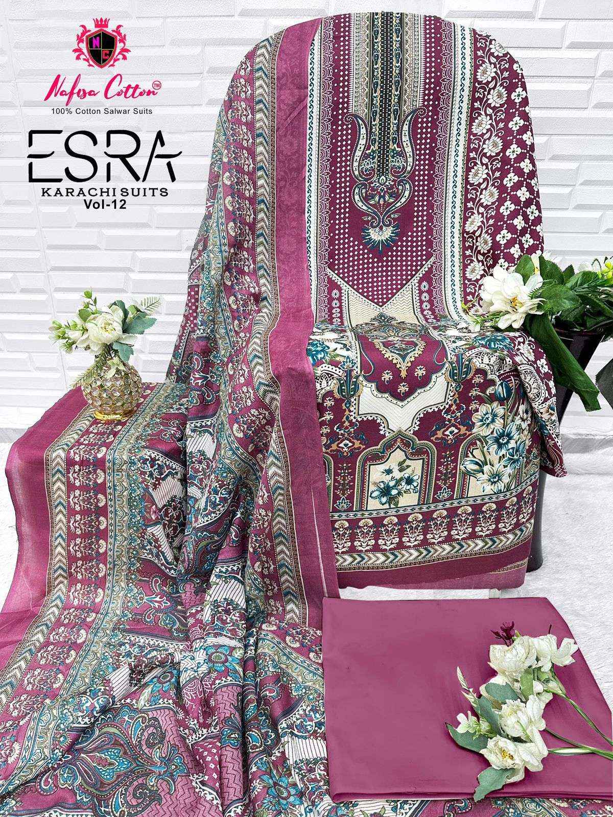 Nafisa Cotton Esra Karachi Vol 12 Cotton Dress Material 6 Pc Catalog