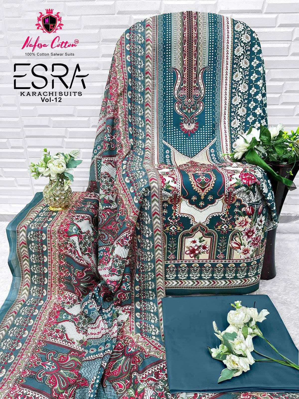 Nafisa Cotton Esra Karachi Vol 12 Cotton Dress Material 6 Pc Catalog
