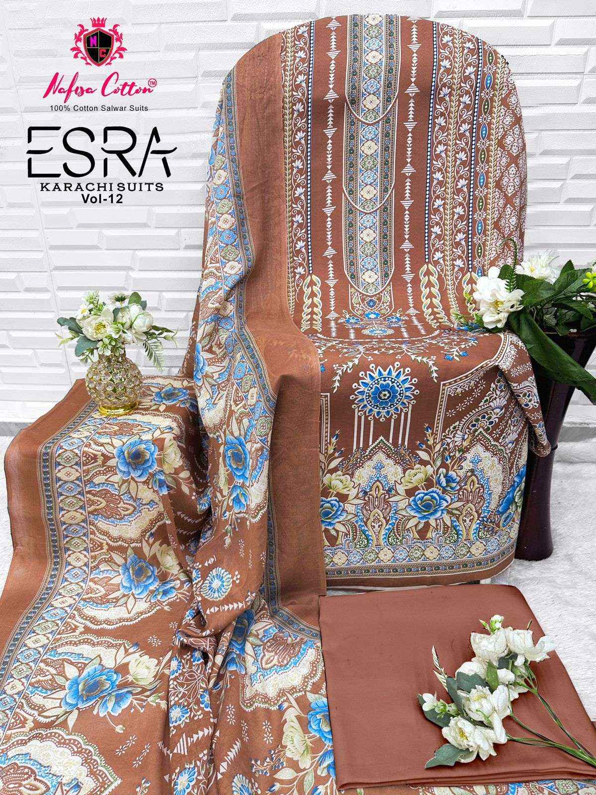 Nafisa Cotton Esra Karachi Vol 12 Cotton Dress Material 6 Pc Catalog
