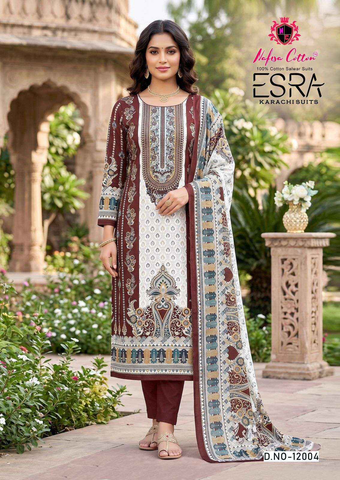 Nafisa Cotton Esra Karachi Vol 12 Cotton Dress Material 6 Pc Catalog