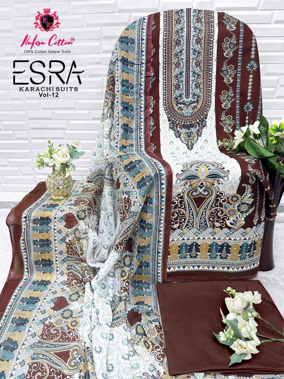 Nafisa Cotton Esra Karachi Vol 12 Cotton Dress Material 6 Pc Catalog