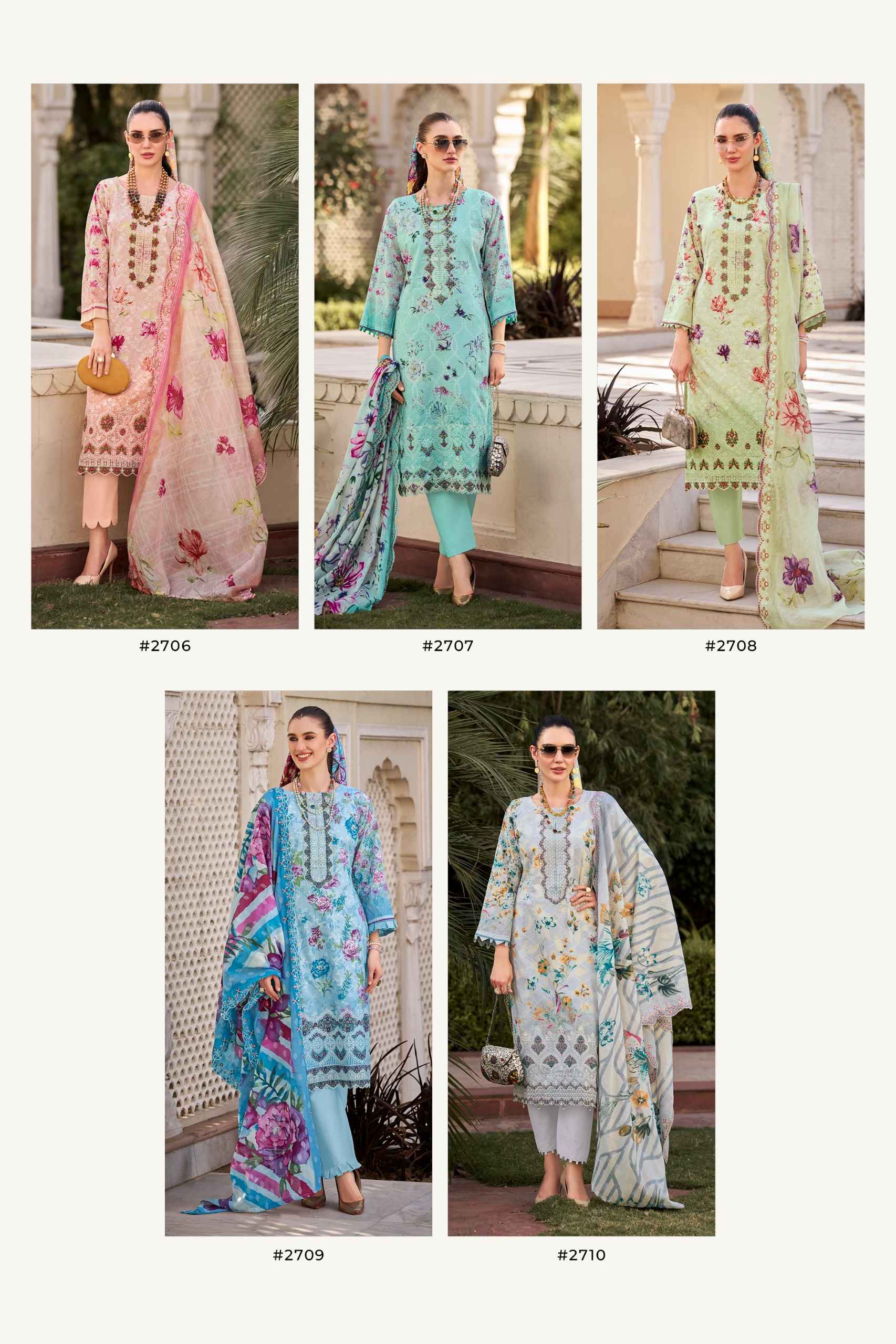 Pakiza Prints Chikankari Vol 27 Lawn Cotton Dress Material 10 pcs Catalogue