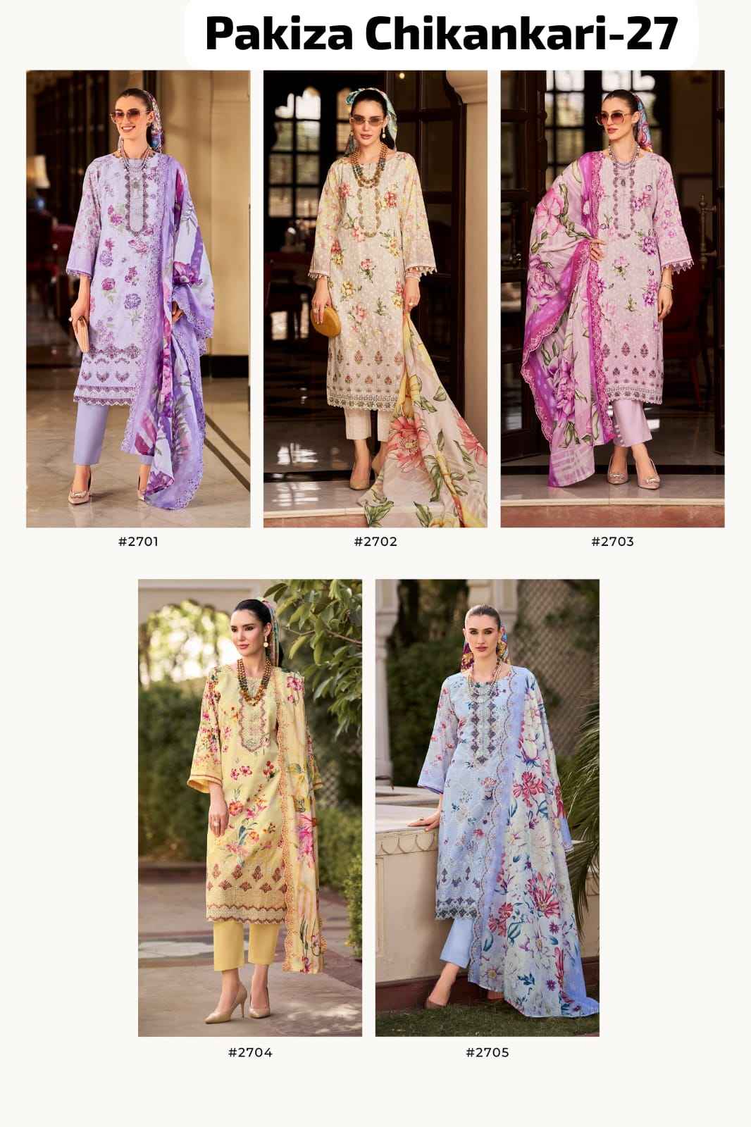 Pakiza Prints Chikankari Vol 27 Lawn Cotton Dress Material 10 pcs Catalogue