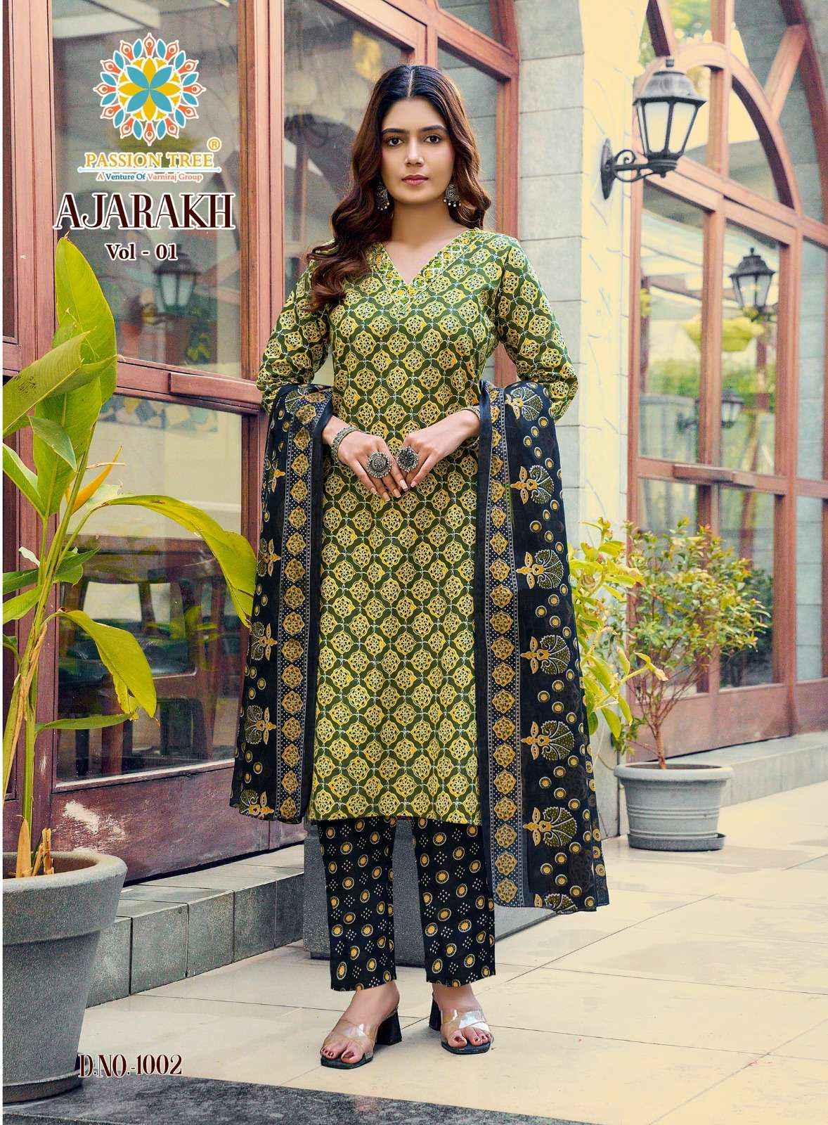 Passion Tree Ajarakh Vol 1 Cotton Kurti Combo 8 pcs Catalogue