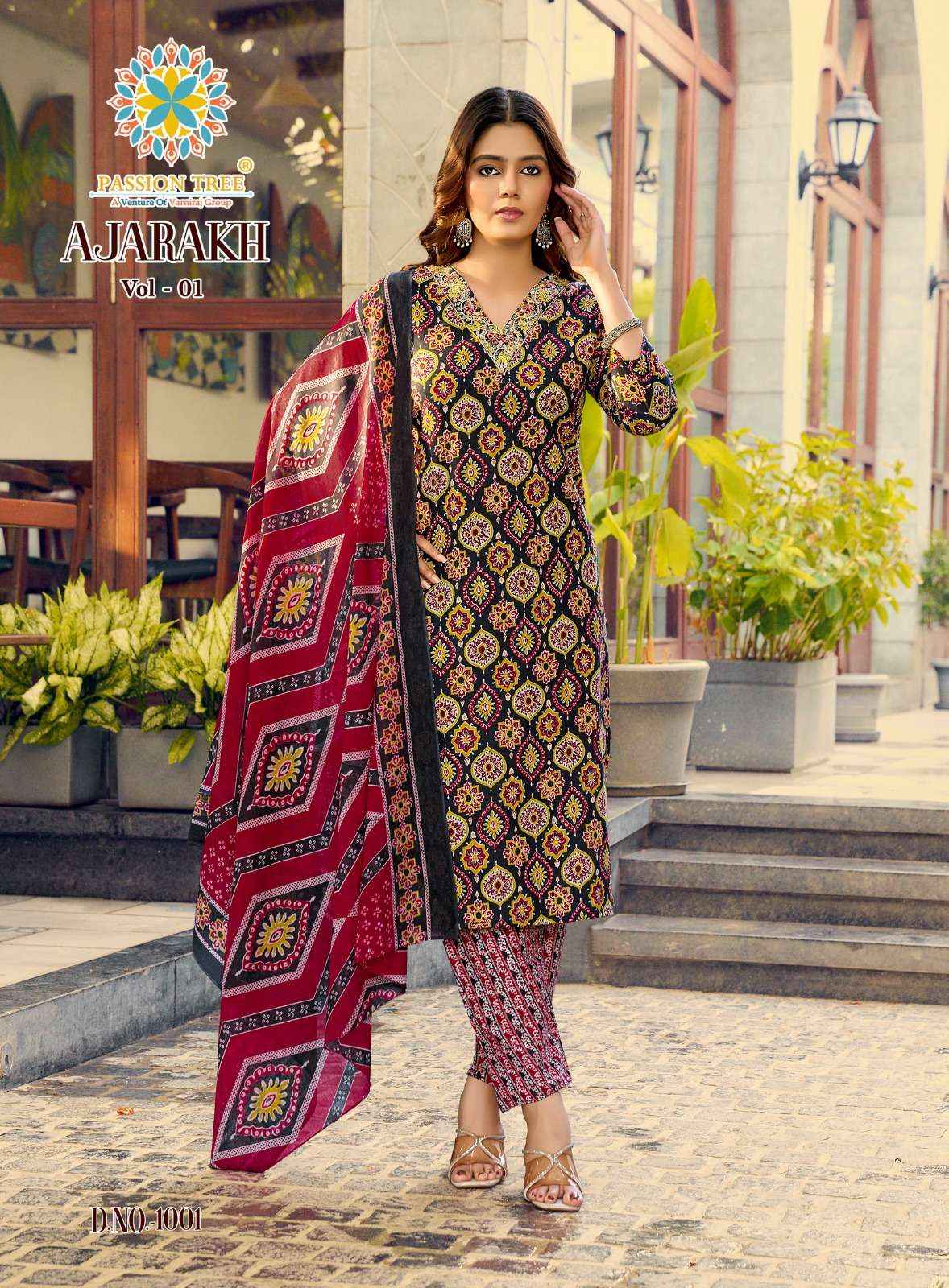 Passion Tree Ajarakh Vol 1 Cotton Kurti Combo 8 pcs Catalogue