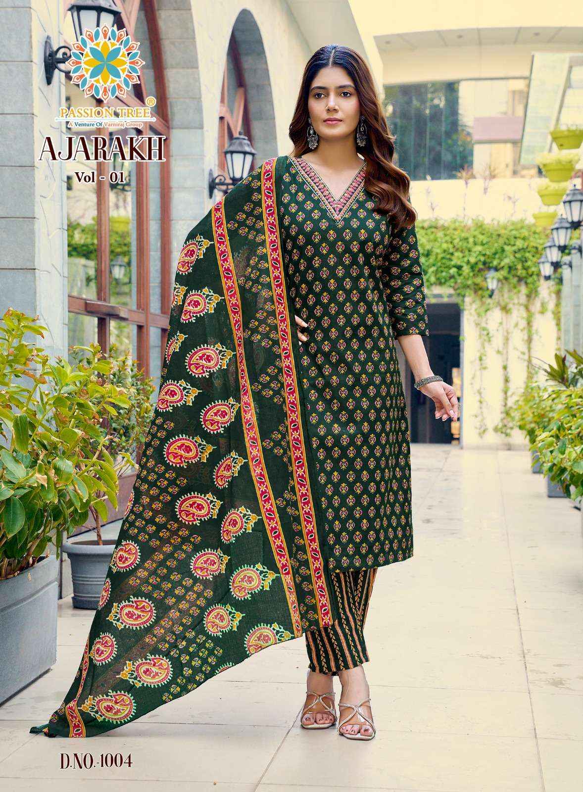 Passion Tree Ajarakh Vol 1 Cotton Kurti Combo 8 pcs Catalogue
