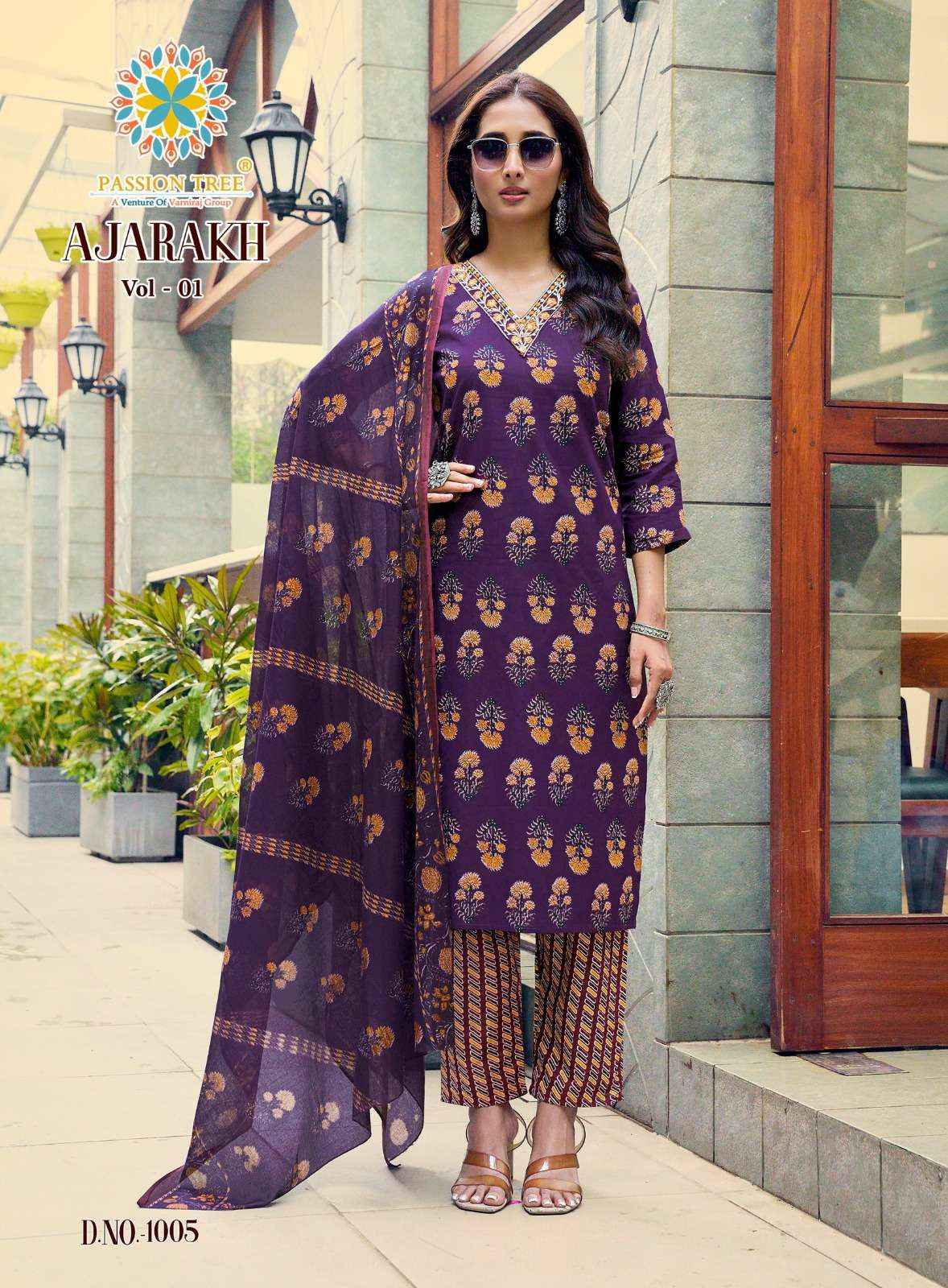 Passion Tree Ajarakh Vol 1 Cotton Kurti Combo 8 pcs Catalogue