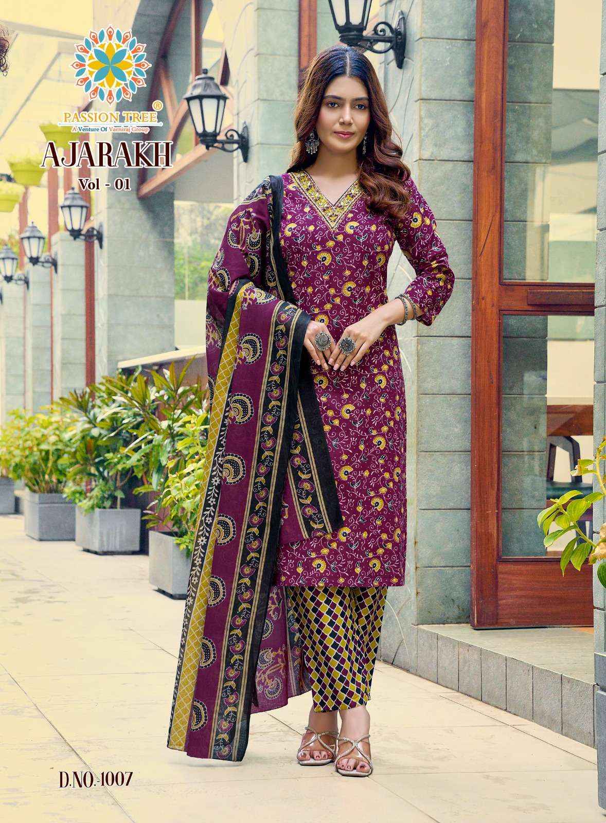 Passion Tree Ajarakh Vol 1 Cotton Kurti Combo 8 pcs Catalogue
