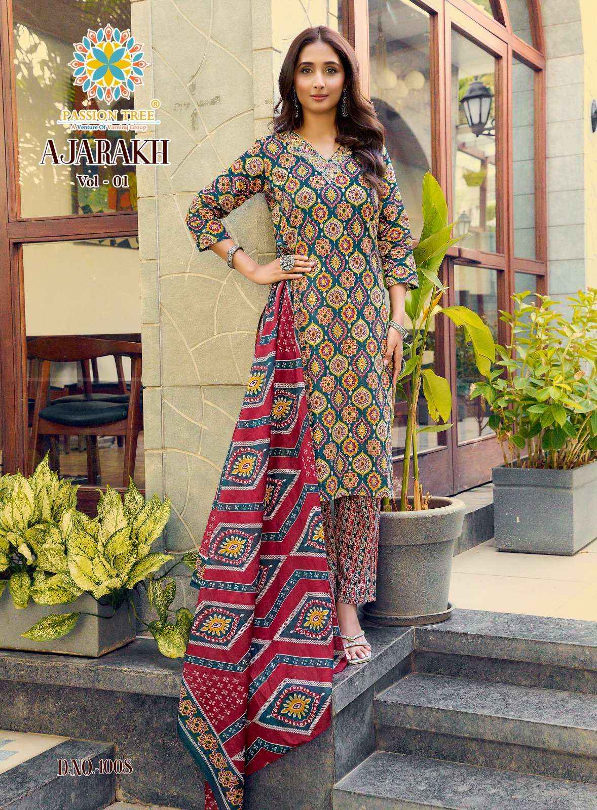 Passion Tree Ajarakh Vol 1 Cotton Kurti Combo 8 pcs Catalogue